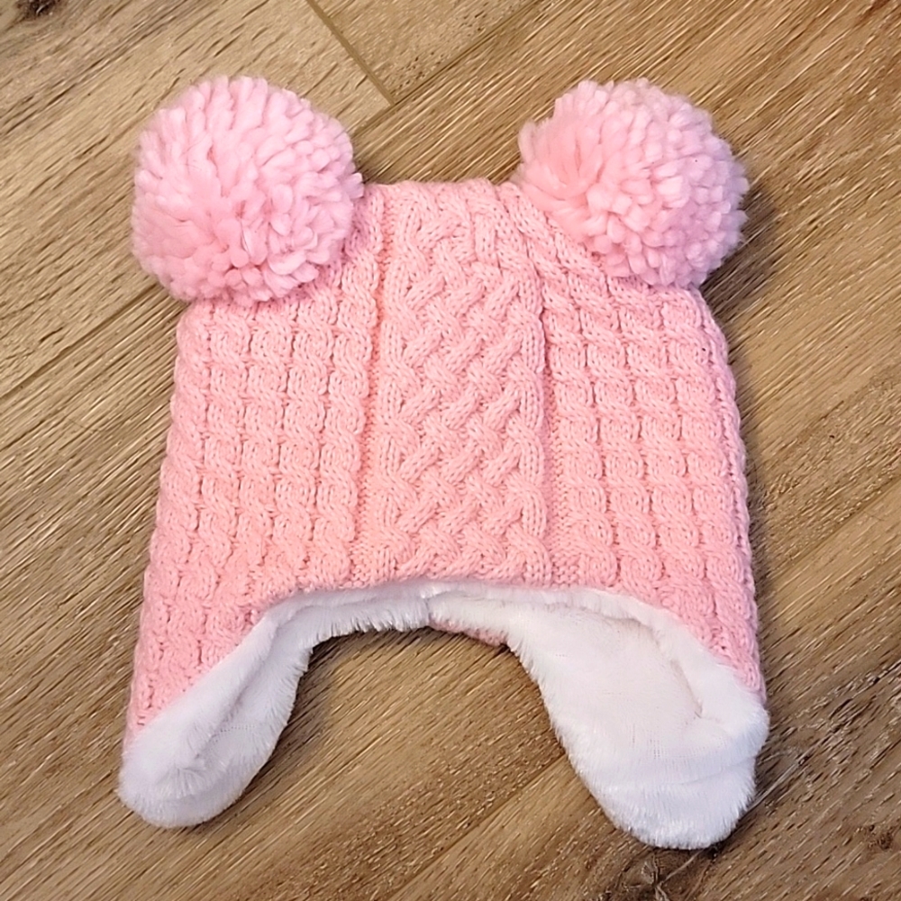 Pink Baby Beanie with Ear Covering